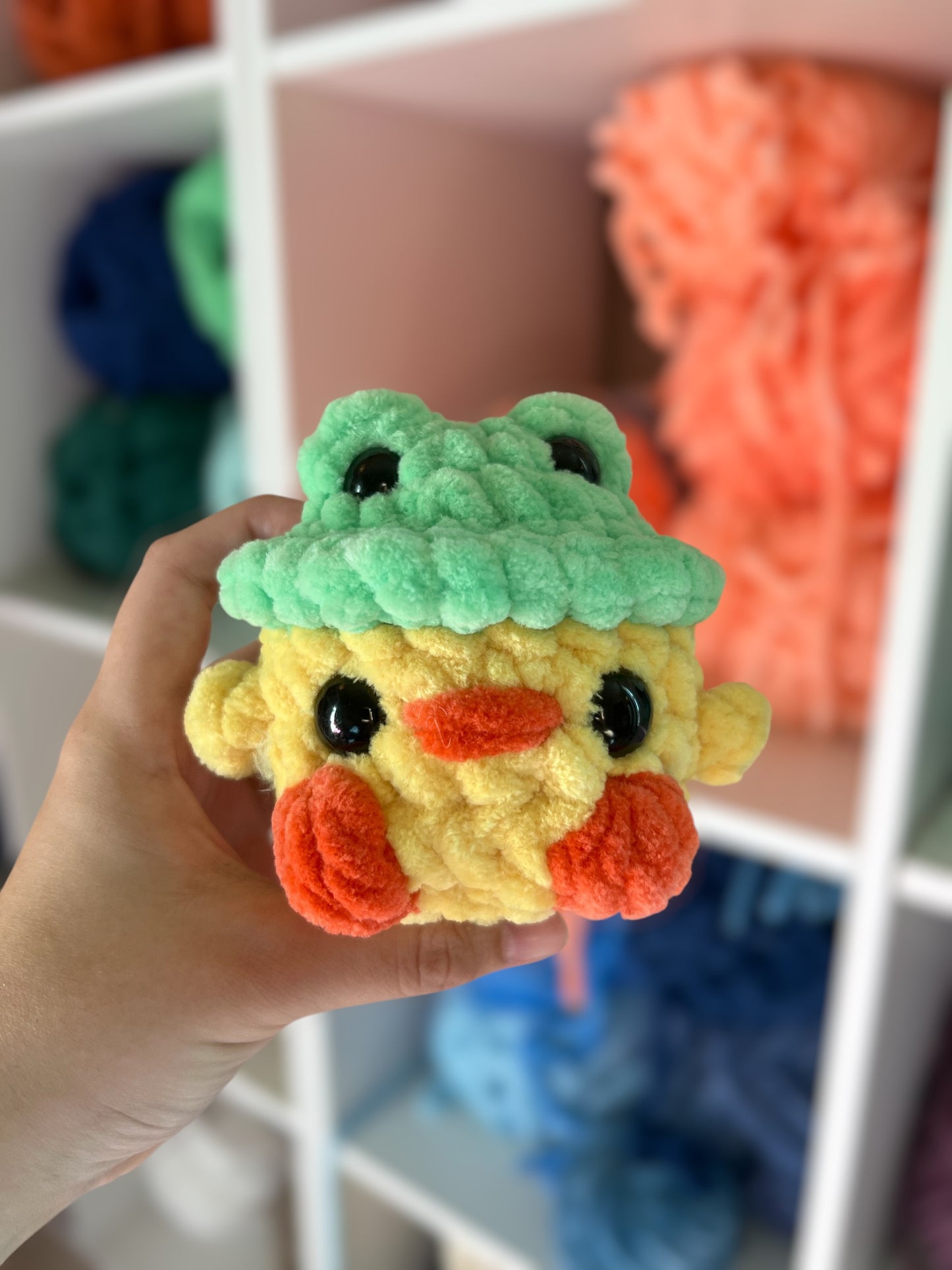 Chick in Frog Hat